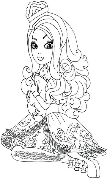 kolorowanka Ever After High malowanka Apple White do wydruku dla dziewczynek, do pokolorowania kredkami, obrazek nr 9